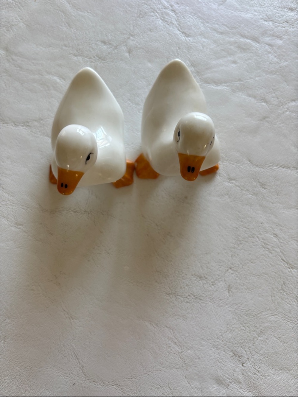 Ceramic Duck Napkin Holders - White and Orange